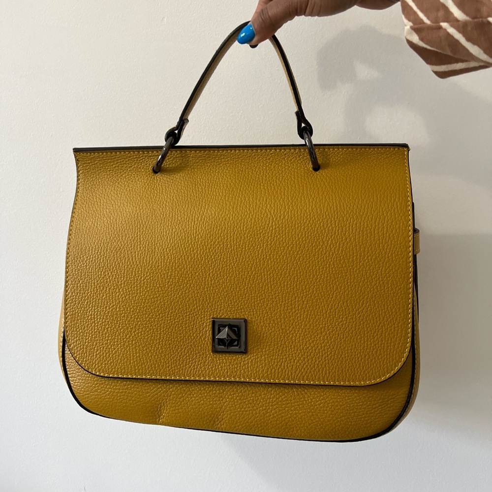 Women's Mustard Top-Handle Leather Satchel